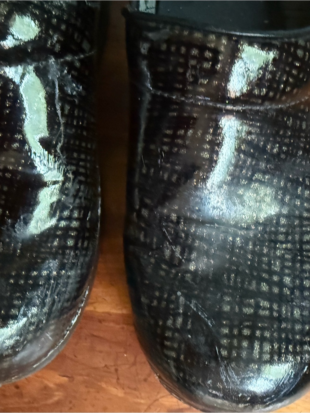 Women’s Dansko Black Patterned Slip-On Work Clogs - Picture 4 of 4